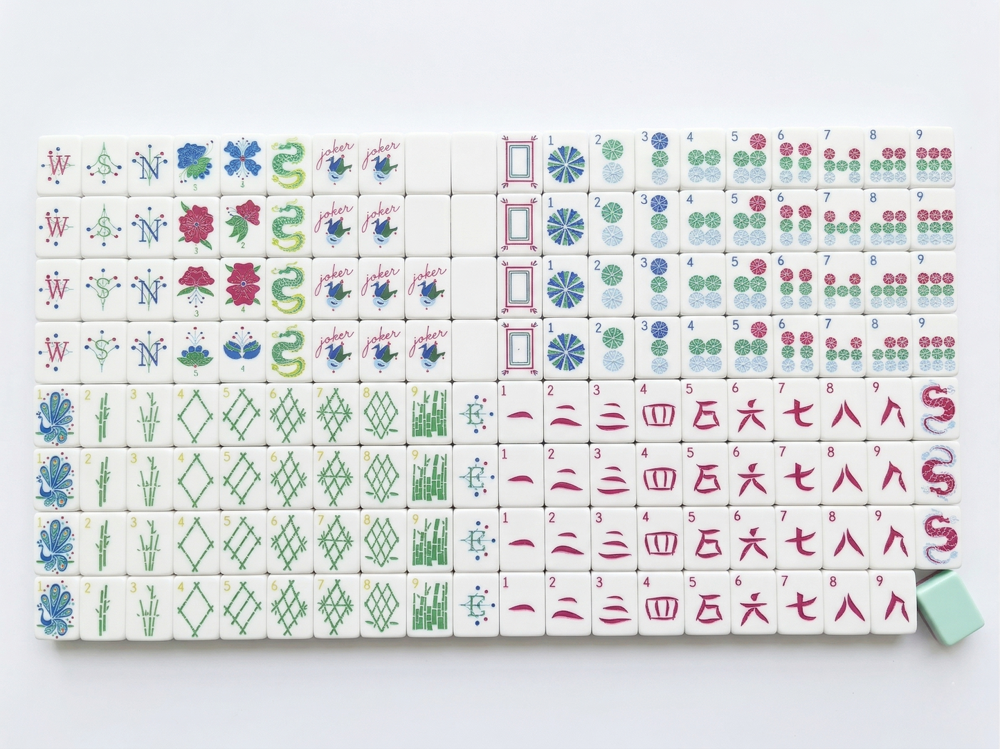 Tiffany Blue 4-Layer Mahjong Tiles