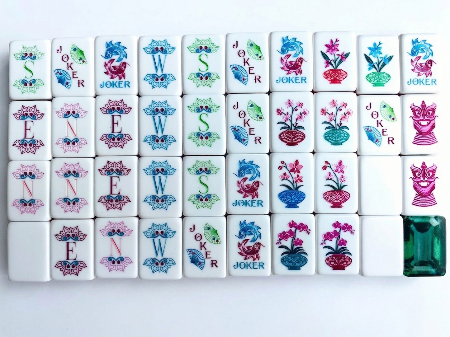 Emerald Green 4-Layer Mahjong Tiles