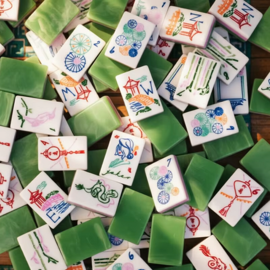 Green Mother of Pearl Acrylic Mahjong Tiles