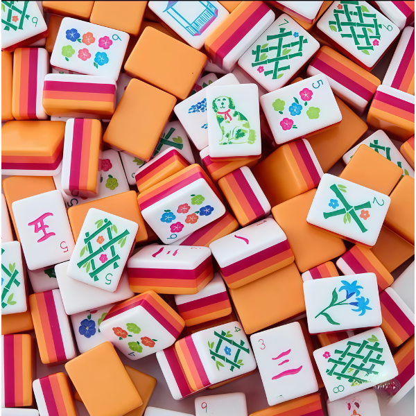 Premium Orange 4-Layer Printed American Mahjong Tiles