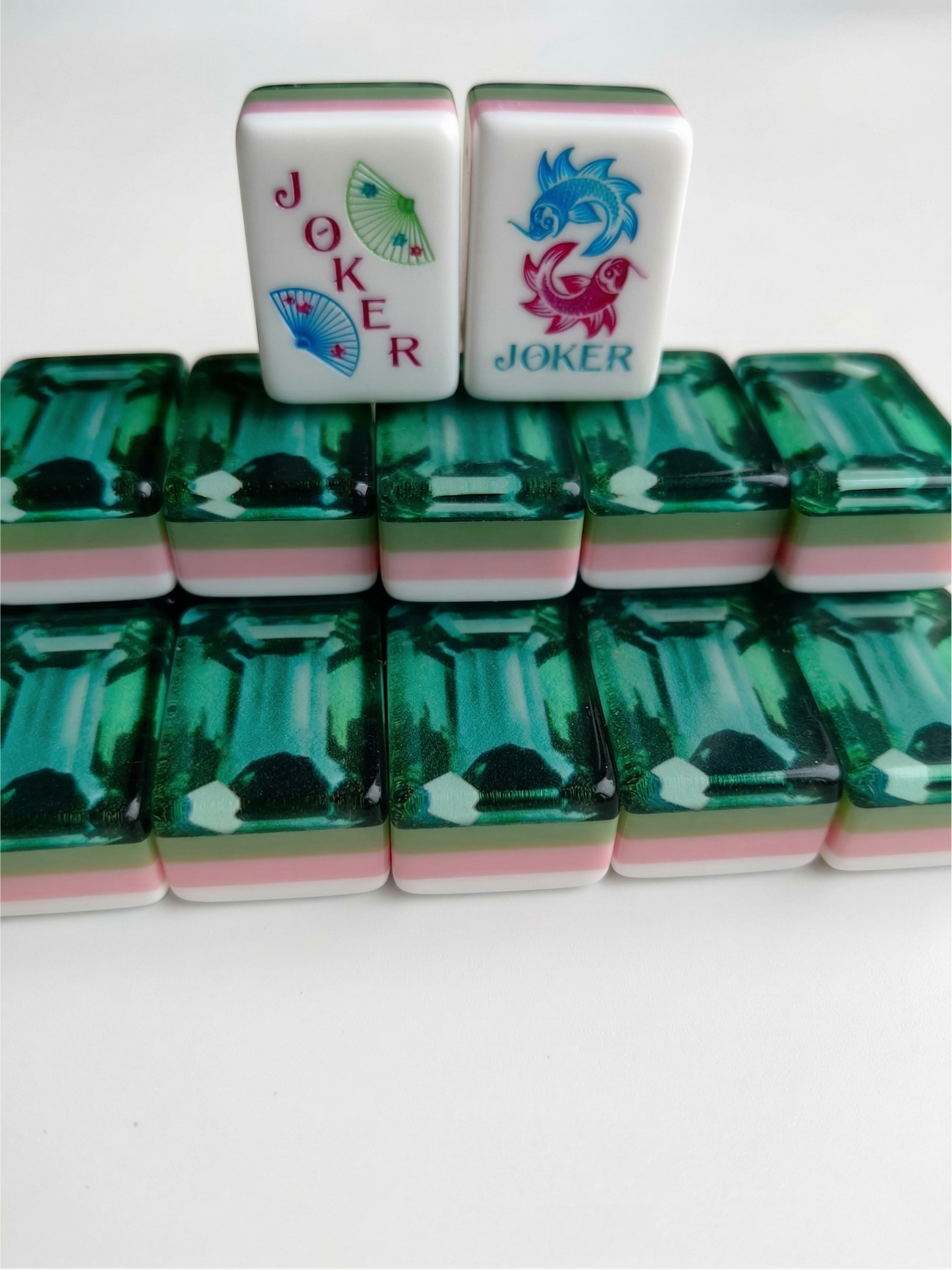 Emerald Green 4-Layer Mahjong Tiles