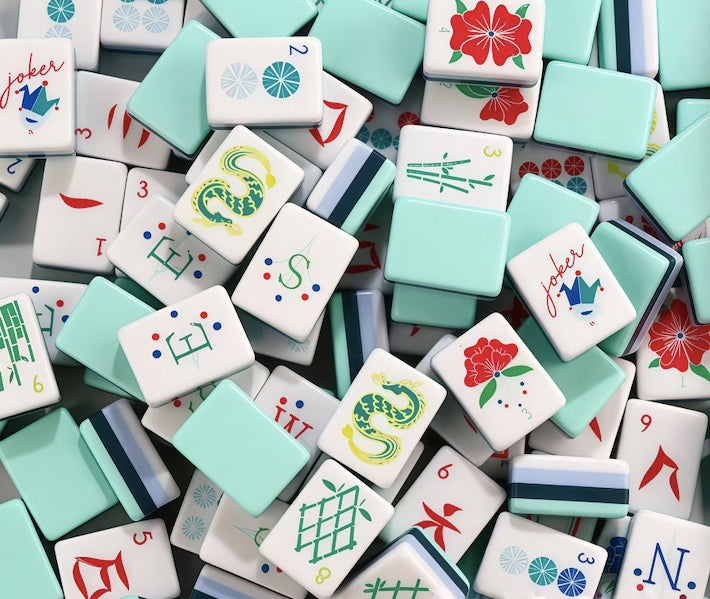 Tiffany Blue 4-Layer Mahjong Tiles