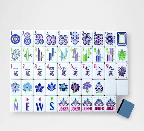 Premium Grayish Blue 4-Layer Printed American Mahjong Tiles