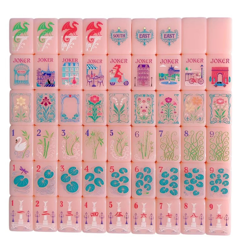Macaron Pink Acrylic Mahjong Tiles