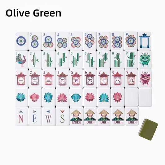 Olive Green 4-Layer Acrylic Mahjong Tiles