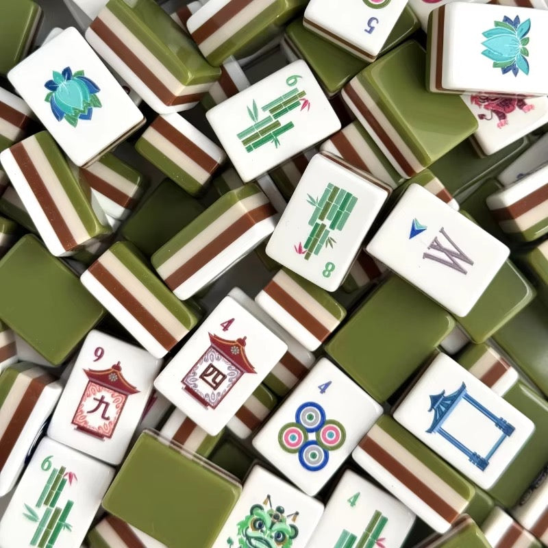 Olive Green 4-Layer Acrylic Mahjong Tiles