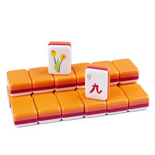 Premium Orange 4-Layer Printed American Mahjong Tiles