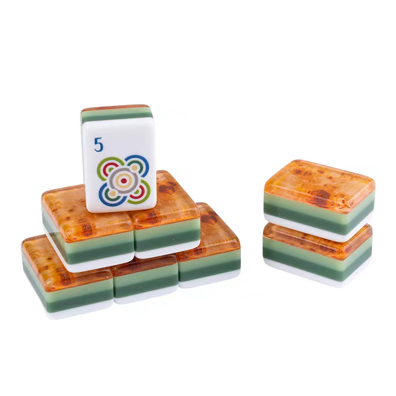 Wood Grain 4-Layer Acrylic Mahjong Tiles