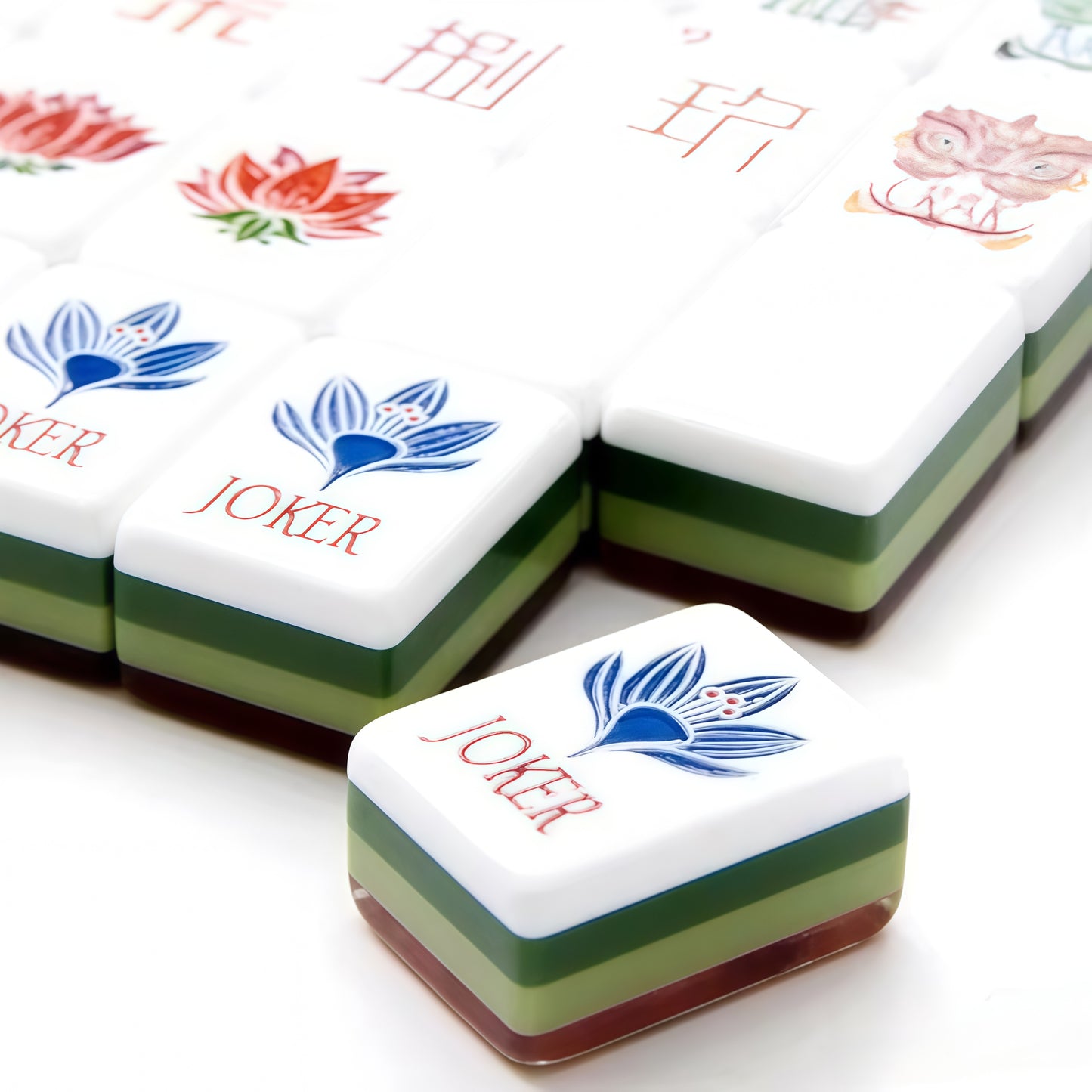 Wood Grain 4-Layer Acrylic Mahjong Tiles