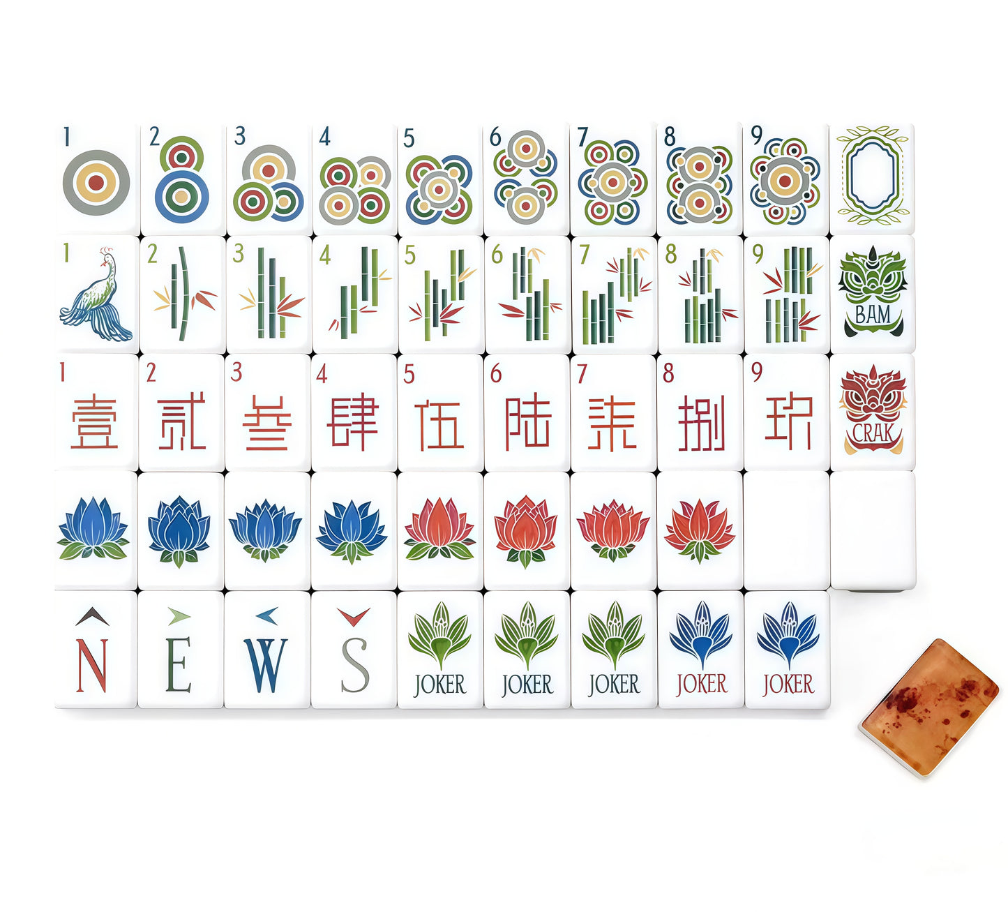 Wood Grain 4-Layer Acrylic Mahjong Tiles
