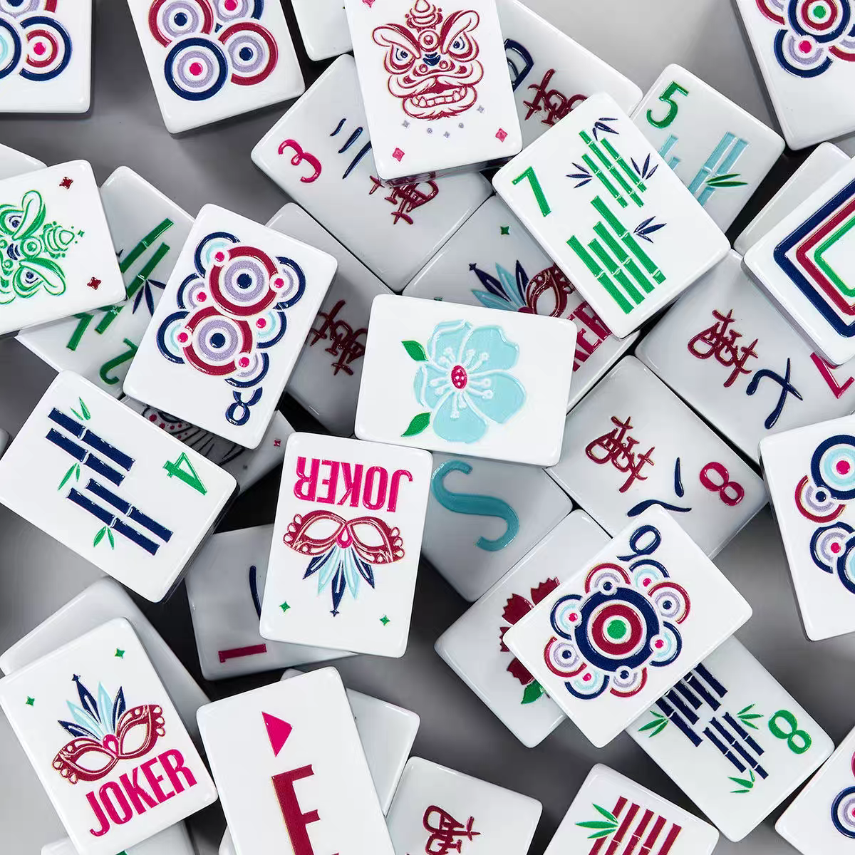 Premium Grayish Blue 4-Layer Printed American Mahjong Tiles