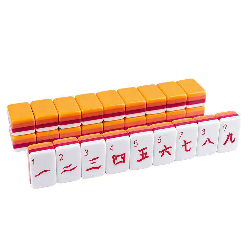 Premium Orange 4-Layer Printed American Mahjong Tiles
