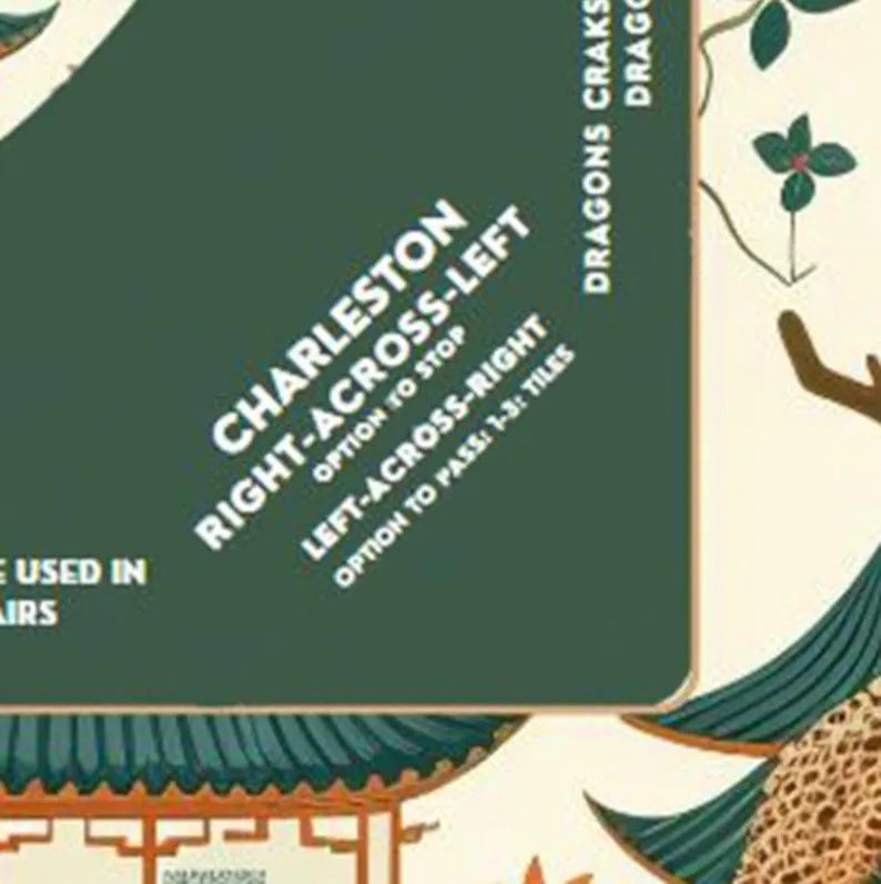 Elegant Jade Peacock Chinoiserie Mahjong Mat