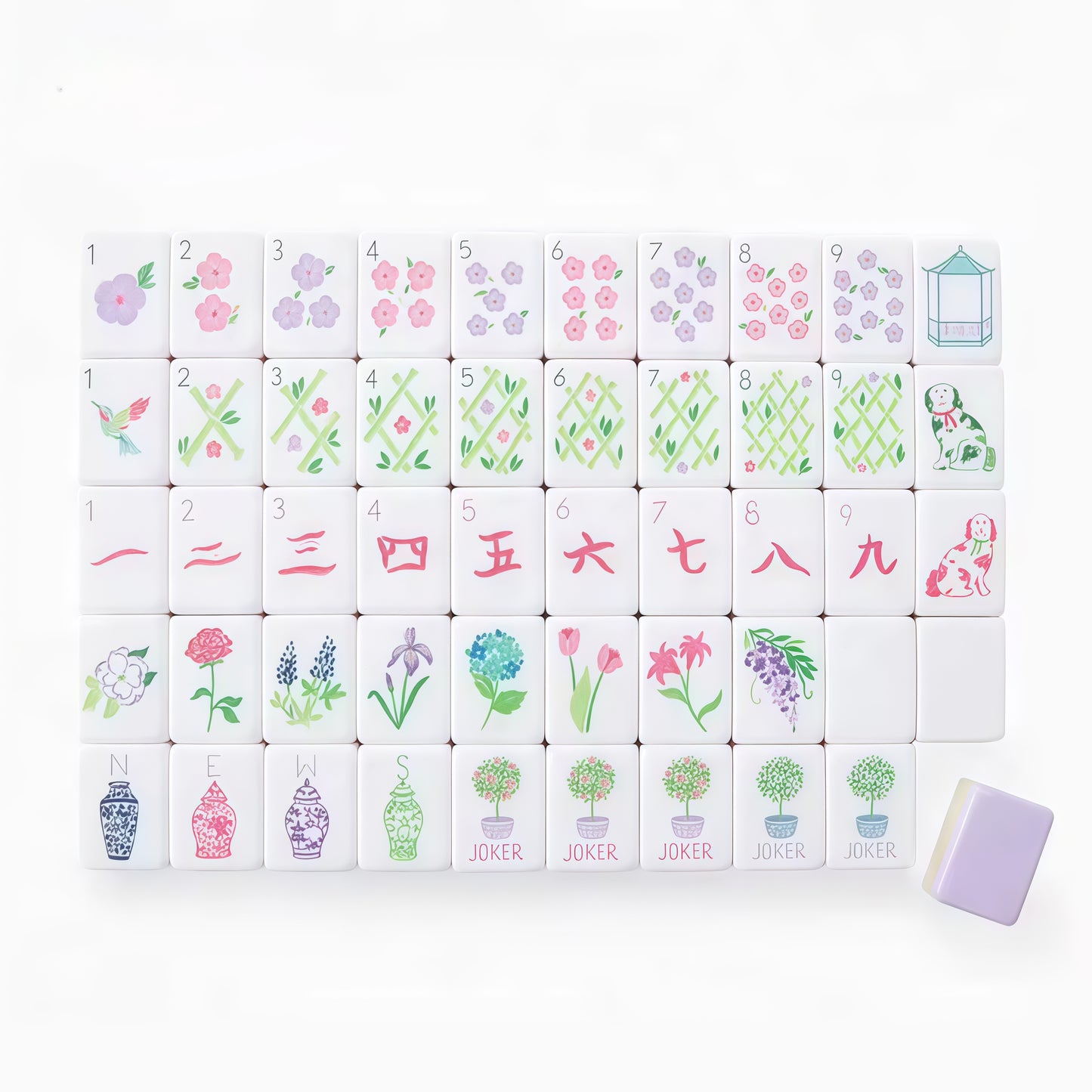 Violet 4-Layer Acrylic Mahjong Tiles