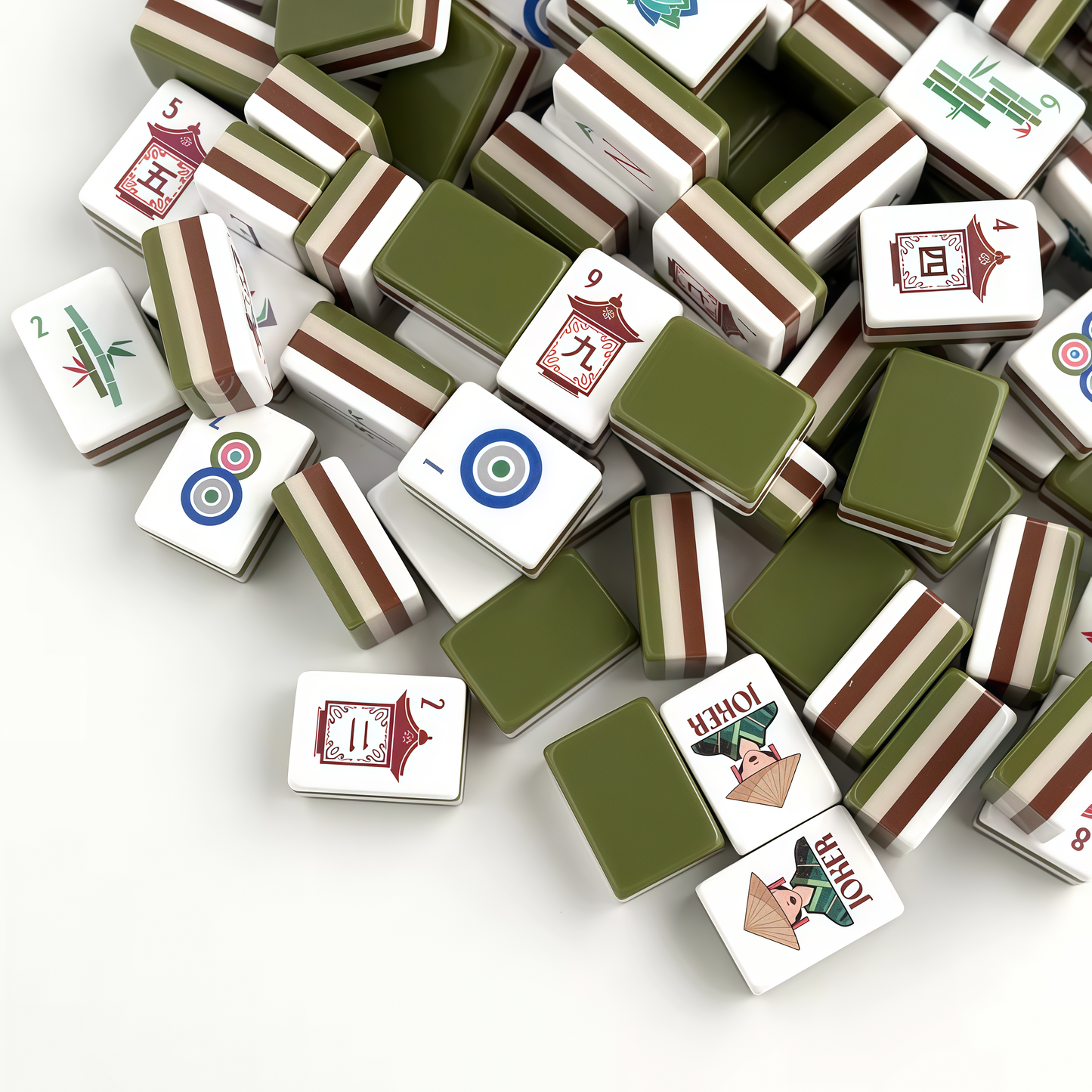 Olive Green 4-Layer Acrylic Mahjong Tiles