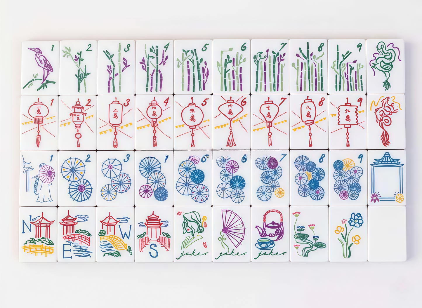 Green Mother of Pearl Acrylic Mahjong Tiles