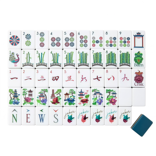 Peacock Blue American Mahjong Game Set 160 Tiles, 4 Ply Premium Engraved