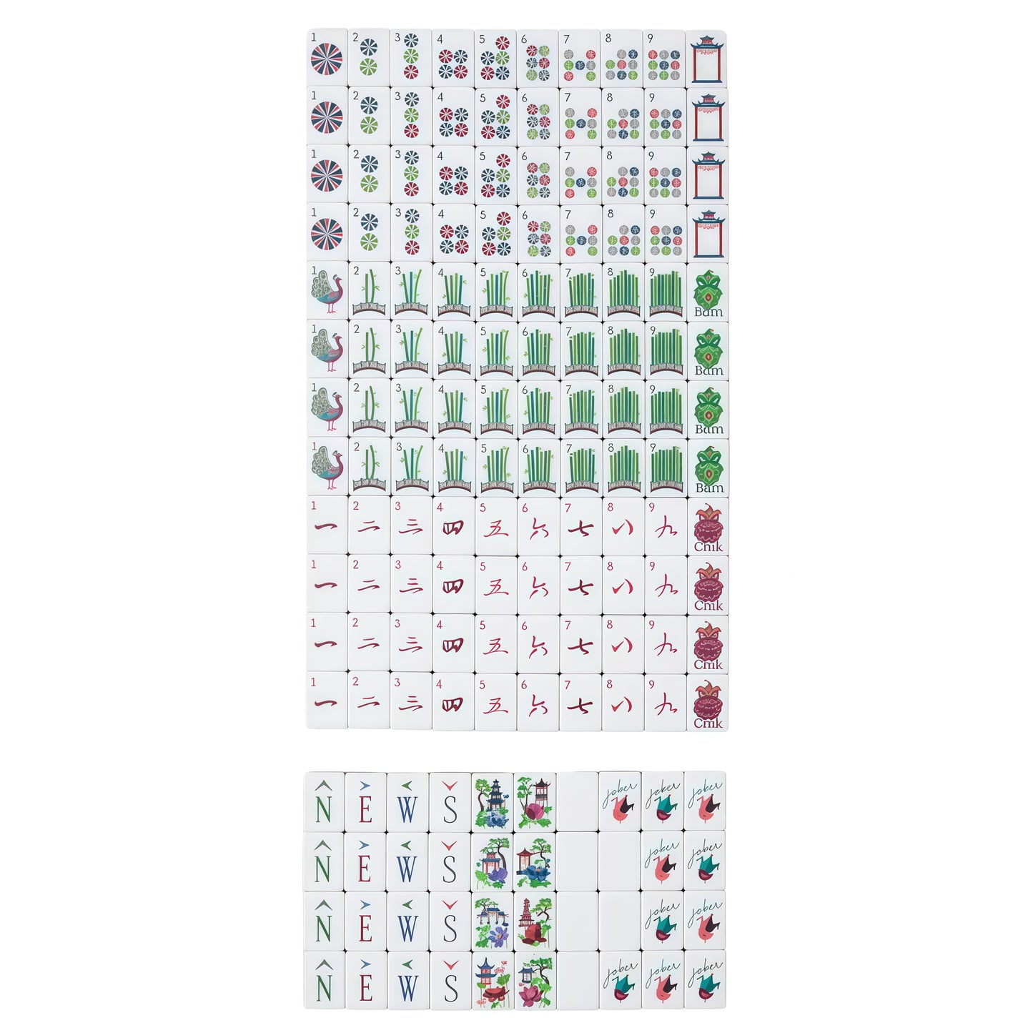 Peacock Blue American Mahjong Game Set 160 Tiles, 4 Ply Premium Engraved