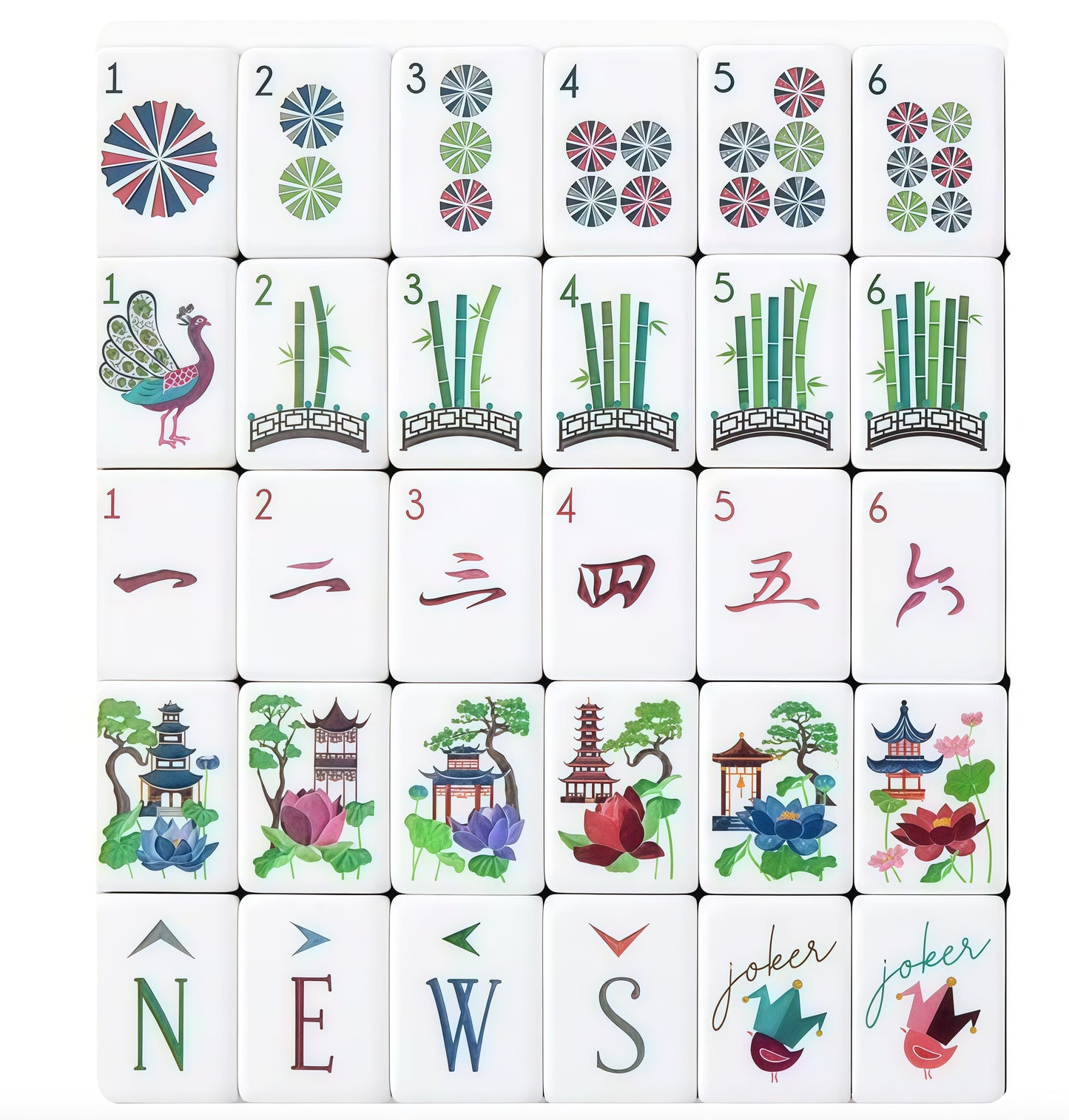 Peacock Blue American Mahjong Game Set 160 Tiles, 4 Ply Premium Engraved