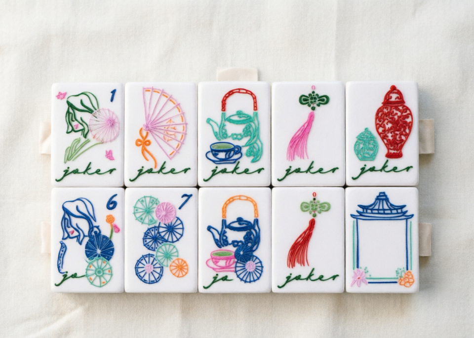 Green Mother of Pearl Acrylic Mahjong Tiles