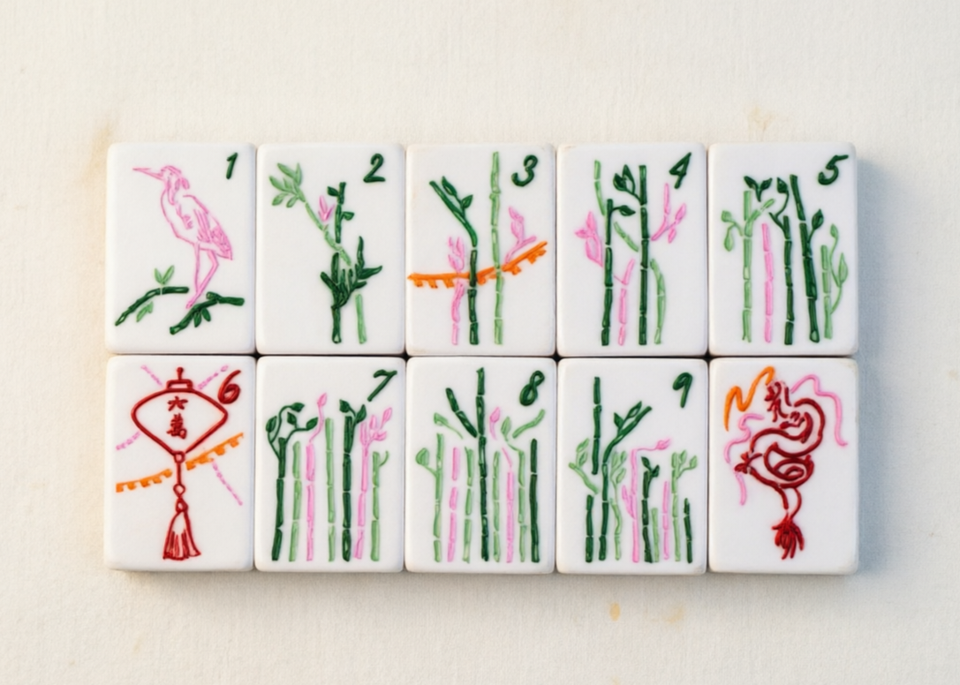 Green Mother of Pearl Acrylic Mahjong Tiles