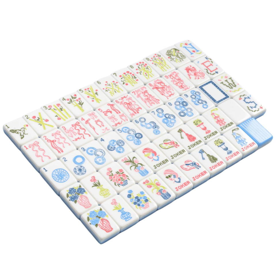 Vertical Pattern Blue 4-Layer Acrylic Mahjong Tiles