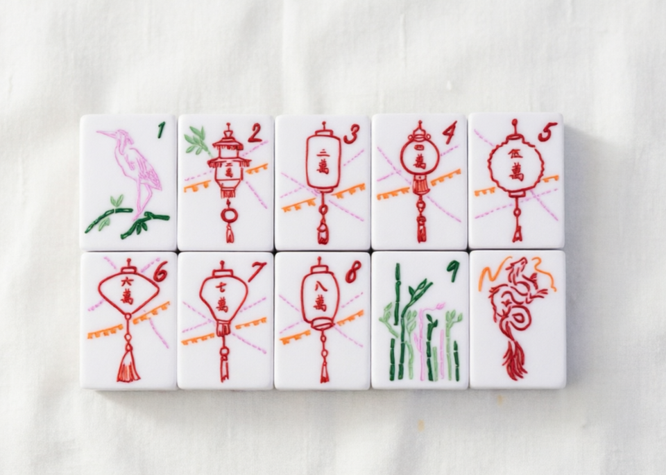 Green Mother of Pearl Acrylic Mahjong Tiles