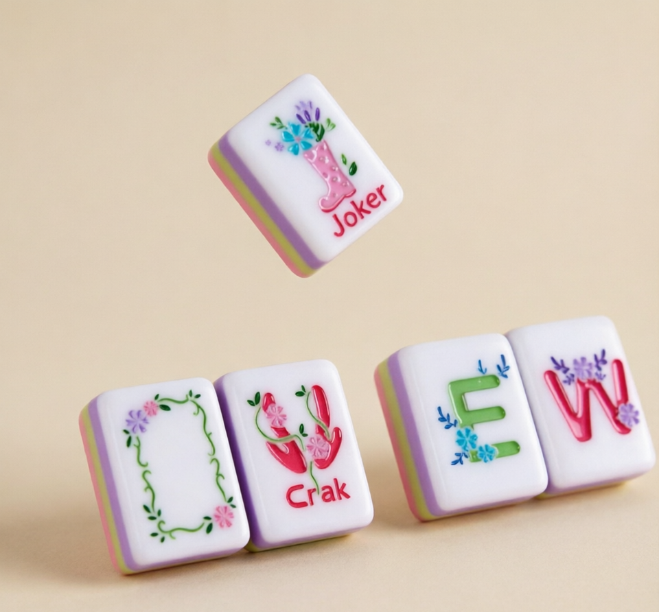 Miss Darling Flower Pink Modern Mahjong Tiles