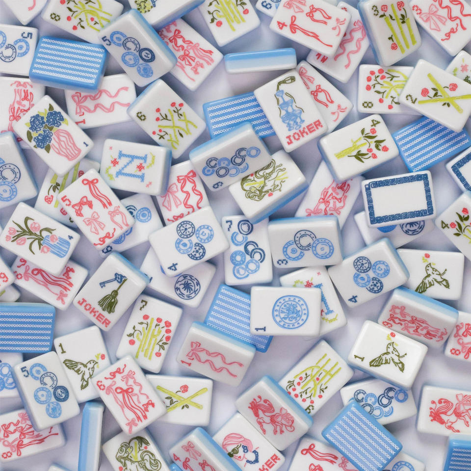 Vertical Pattern Blue 4-Layer Acrylic Mahjong Tiles