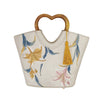 Embroidered Lily Flower Wooden-Handle Tote Bag – Vintage Oriental Style Handbag